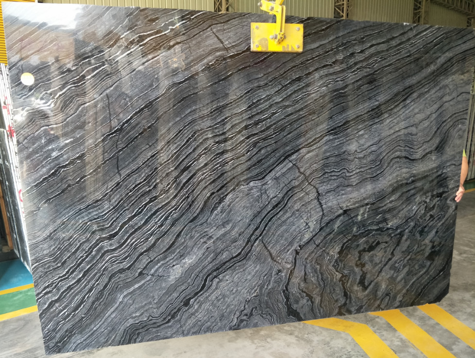 Black Wooden Vein Marble Slab