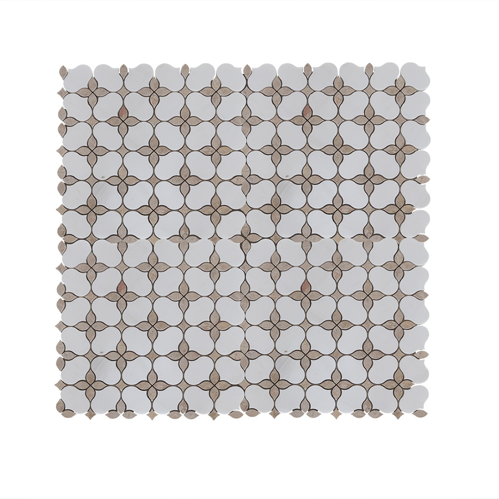 Crema Marfil & White Marble Mosaic