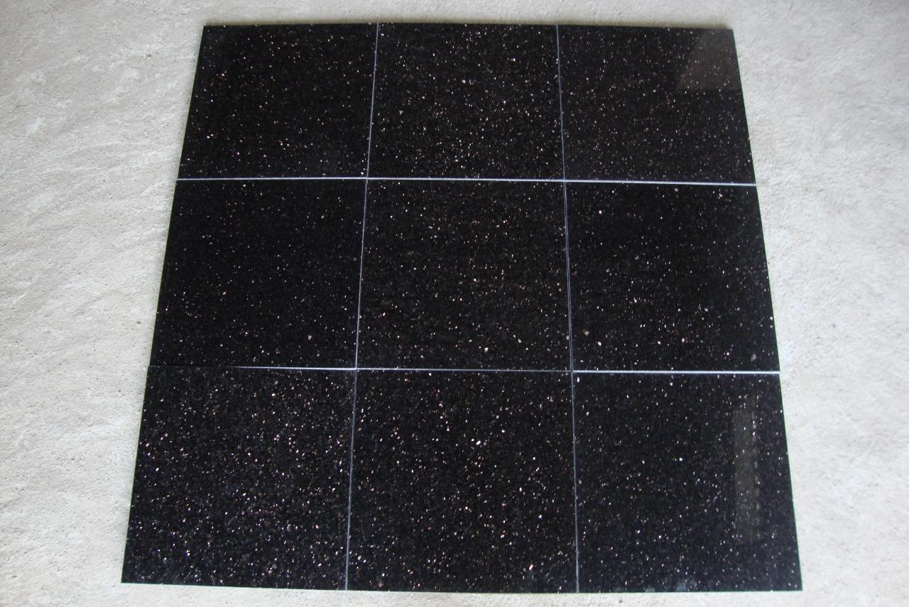 India Black Galaxy Granite Polished Tiles