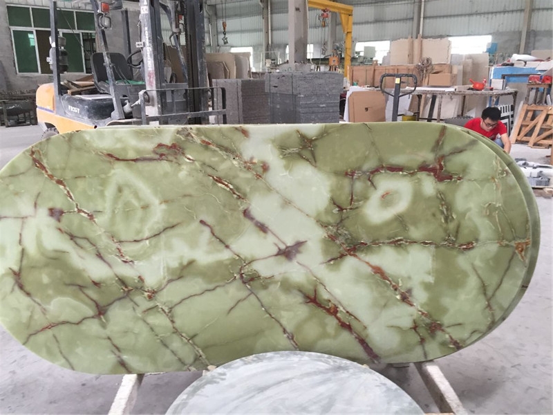 Oval Green Onyx Table Countertop